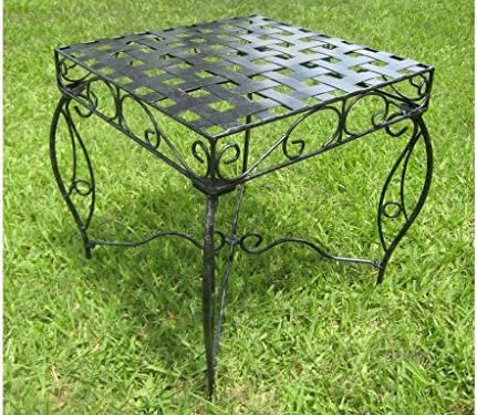 Iron Side Table - Lattice (Black Pewter) (22"H x 20"W x 20"D)