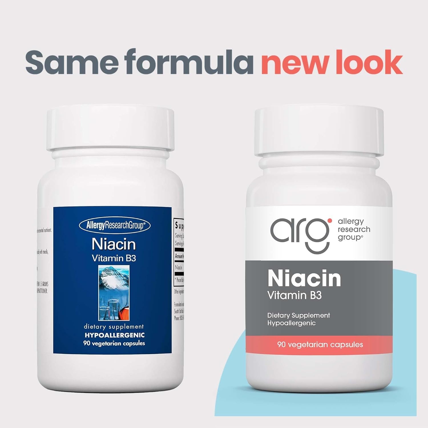 Allergy Research Group ARG Niacin with Vitamin B3-250 mg Niacin - Energy Metabolism & NAD Support - Cardiovascular Wellness - Hypoallergenic &