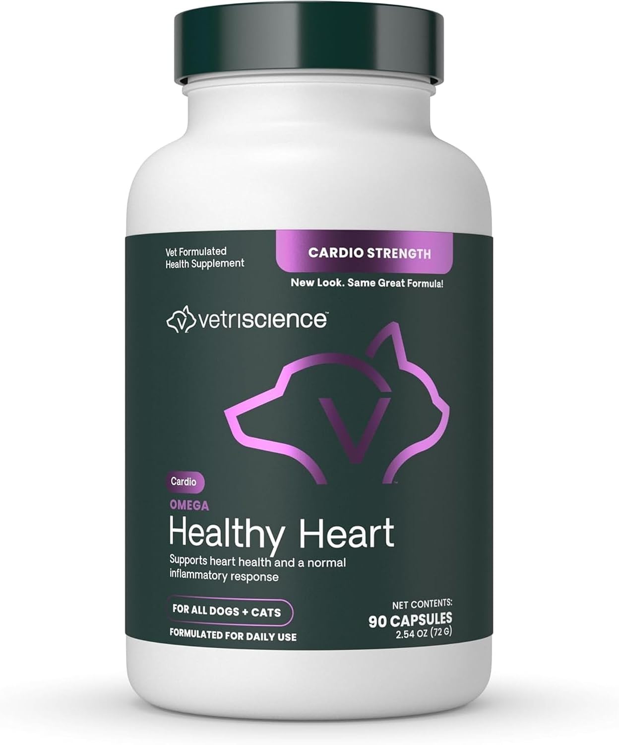 VetriScience Omega Healthy Heart Easy-Open Capsules, Cardio Strength Taurine and Omega-3 Supplement for Dogs and Cats