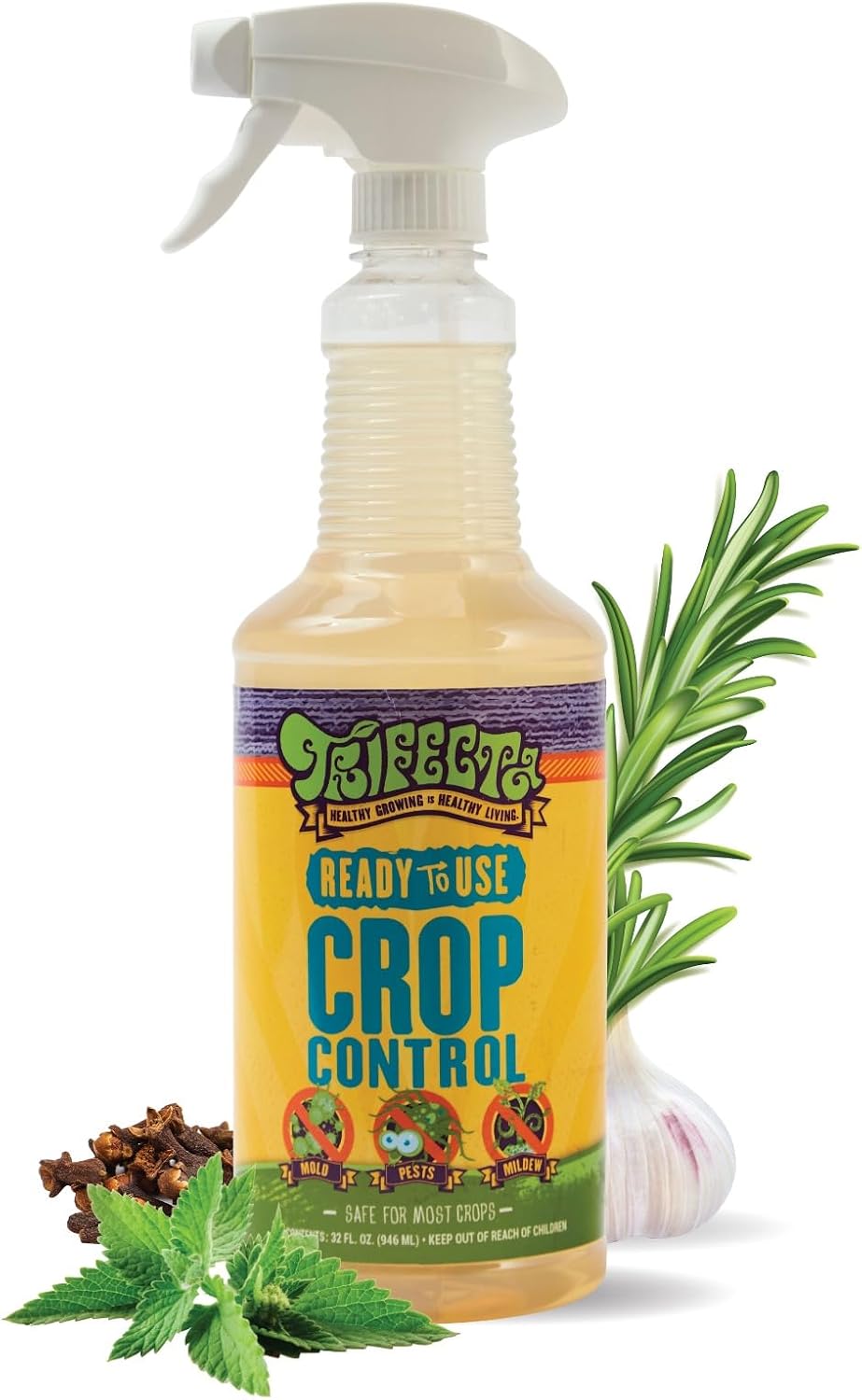 Trifecta Crop Control Super Concentrate | 4 oz | All-in-One Pesticide, Fungicide, Miticide And Insecticide | For Spider Mites, Mildew, Mold And Botrytis