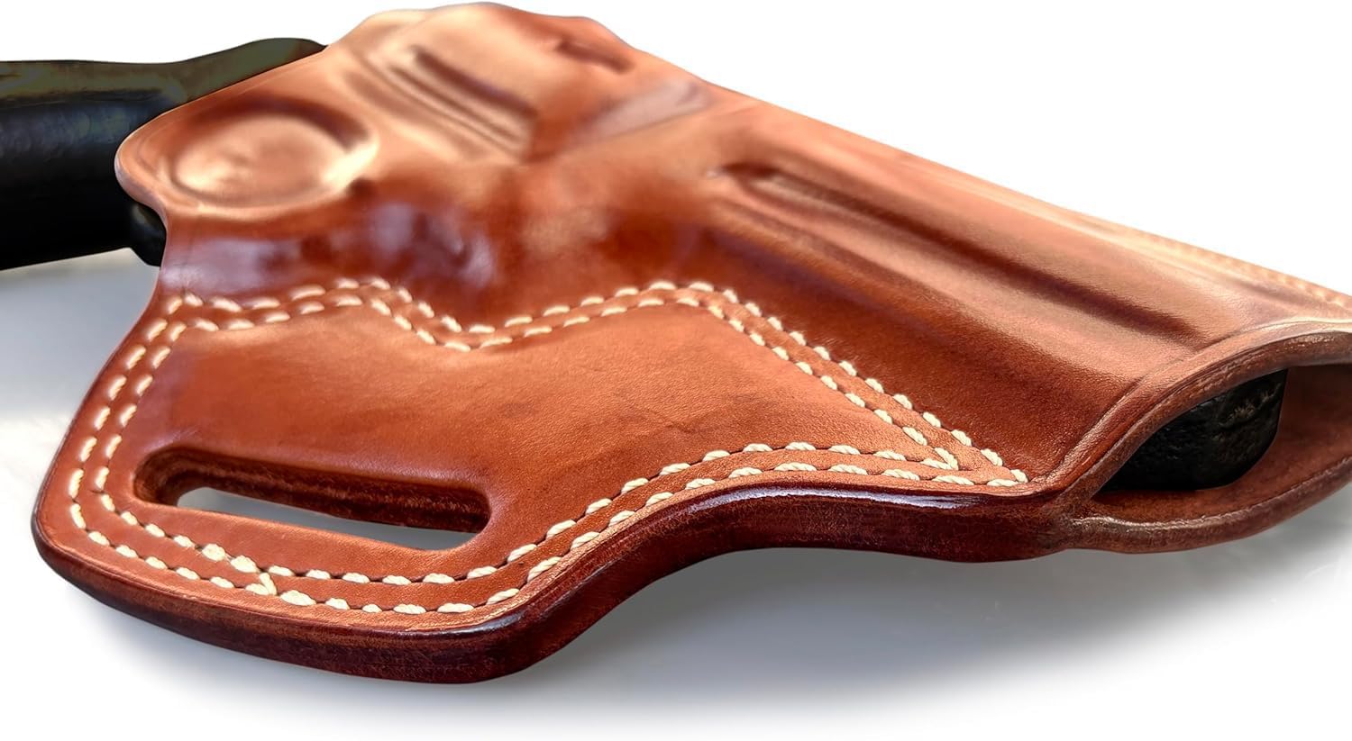 Premium Leather Three Slot OWB Pancake Holster with Thumb Break Fits, GP-100 357 Magnum 4.20" Barrel (Please Choose Your Hand Draw) Brown Color