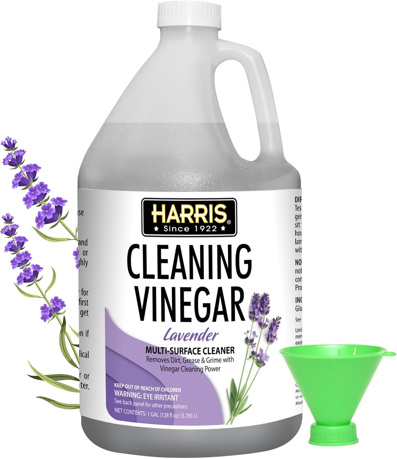 Harris Multi-Purpose Vinegar Household Surface Cleaner, Orange Scent, 128oz, Easy Pour Funnel Included