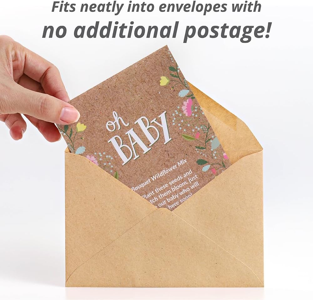 BENTLEY SEED CO. Oh Baby Flower Seeds Packets - Girl/Boy Baby Shower Favors - Pre-Filled