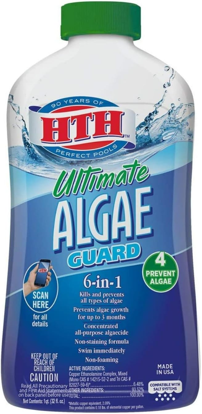 HTH 67033 Ultimate Algae Guard Swimming Pool Algaecide Cleanser, 1 qt