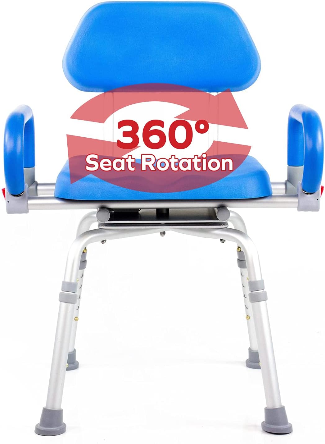 Swival Shower Chair with Padded seat for Inside ShowerFor Senior, Bath Seat | Sit Securely While Bathing - Blue, padded seat, padded armrests, swivel seat, tool-free assembly, 600 lb