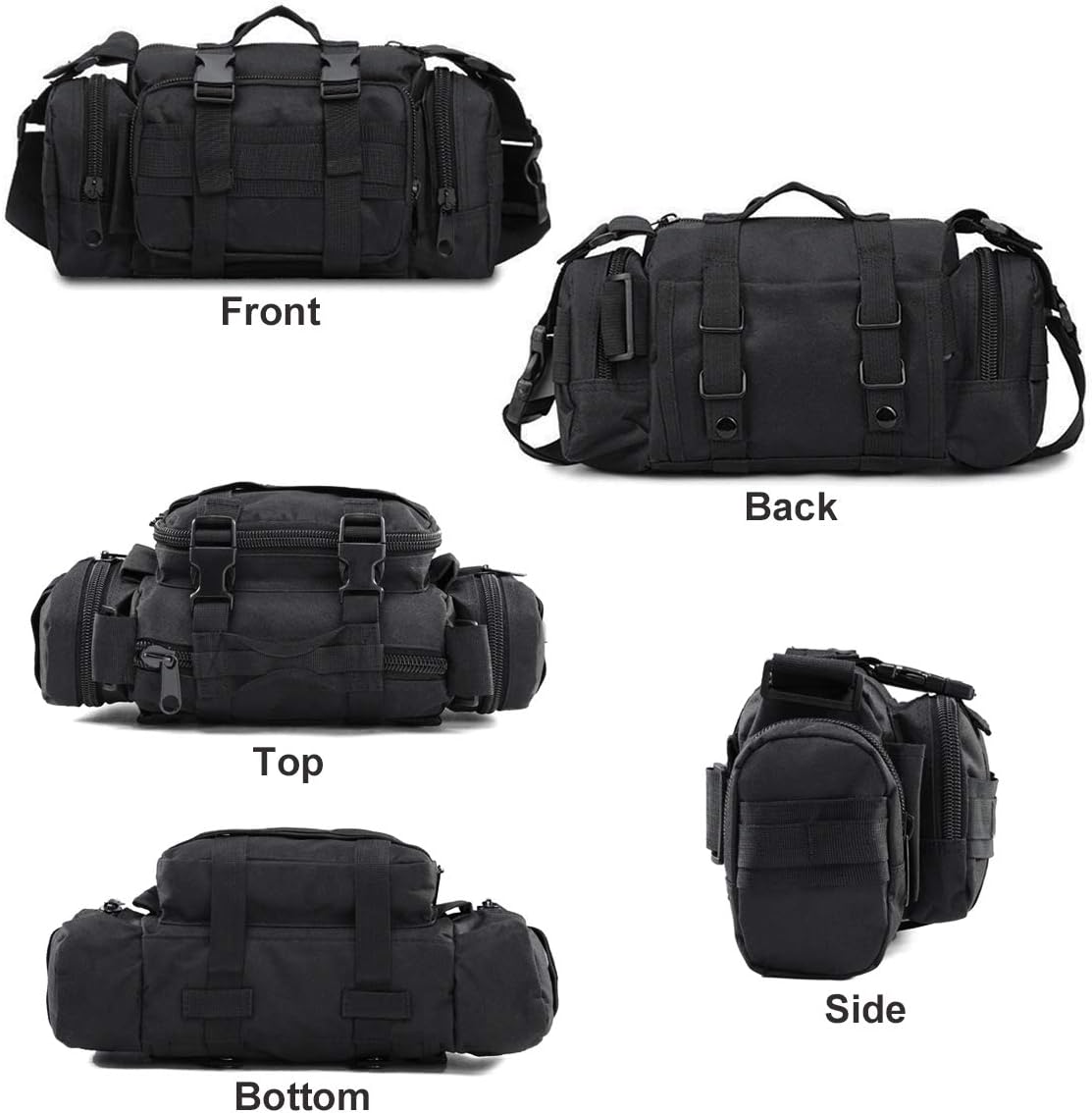 BraveHawk OUTDOORS Bike Handlebar Bag, 900D Nylon Oxford Multi-purpose Waist Bag Water Resistant Bicycle Cycling Pack (Black)