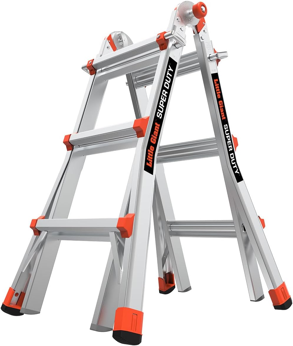 Little Giant Super Duty, 14 ft Multi-Position Ladder, 10401 | Aluminum Multi-Position Ladder, Type IAA 375 lbs. Weight Rating