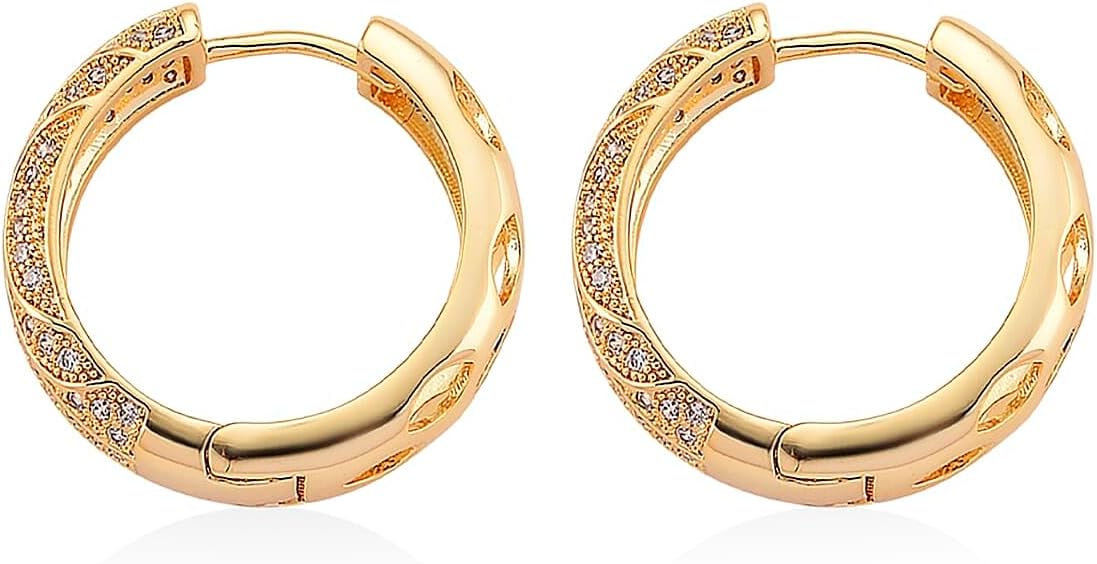 Cubic Zirconia Hoop Earrings in Goldtone
