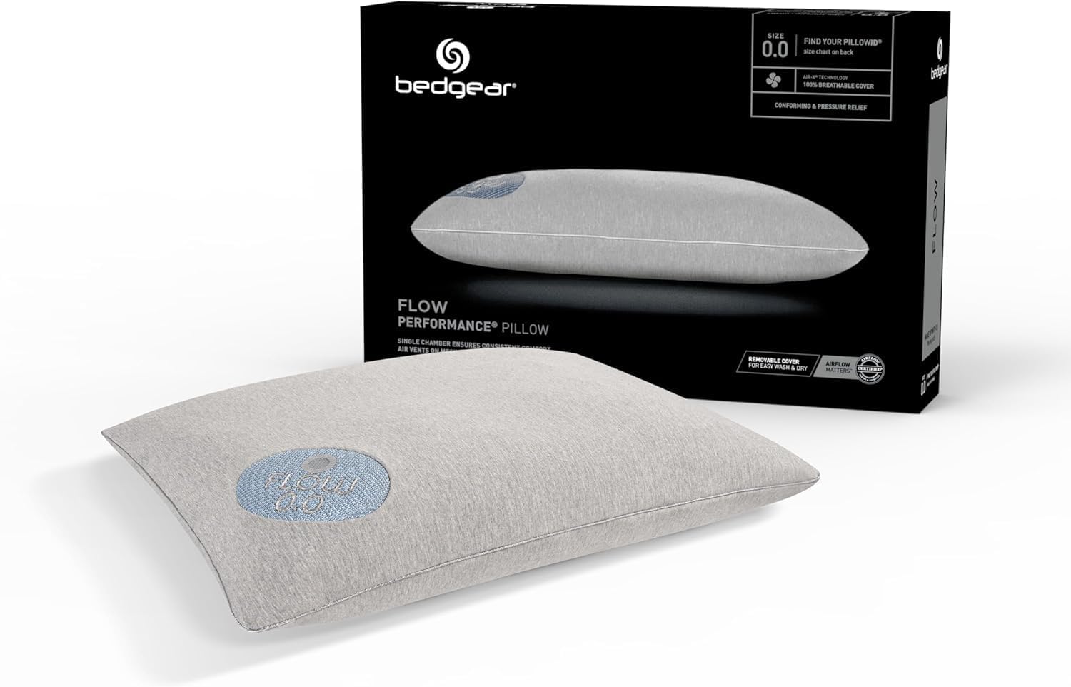 Bedgear Flow Performance Pillow, 2.0 Soft Cooling Pillow for Back
