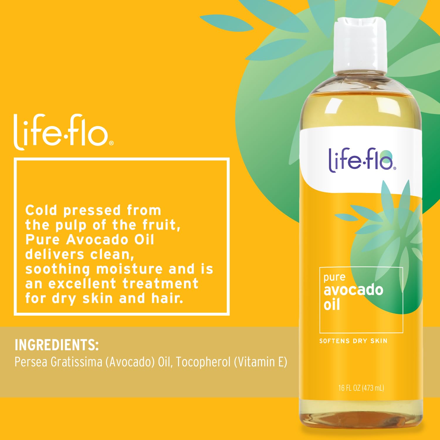 LIFE-FLO Pure Coconut Oil, Fractionated, Refined Liquid Coconut Oil, Skin Care, Hair Care, Massage, Aromatherapy, All Skin Types, Hypoallergenic, 60-Day Guarantee, Not Tested on Animals, 16oz