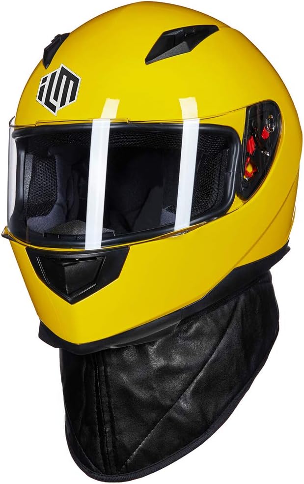 ILM Full Face Motorcycle Street Bike Helmet with Removable Winter Neck Scarf + 2 Visors DOT Model ILM-313