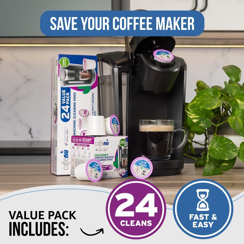 Caffenu Keurig Compatible Cleaning Rinse Pods, 8-Pod Cleaner Kit