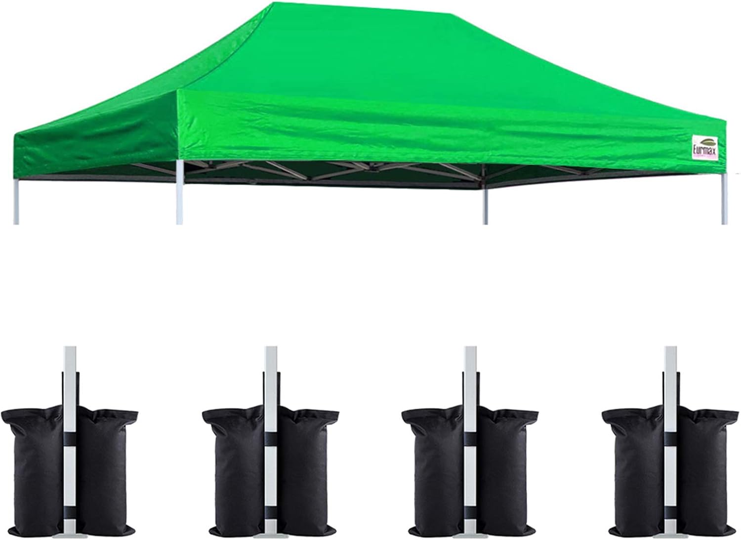 Eurmax USA 10x10 Pop Up Canopy Replacement Top,Universal Instant Canopy Cover ONLY,Heavy Duty UPF 50+ UV Protection,Water & Wind Resistant Tarp,30+ Colors Available,Bonus 4 Sand Bags (White)
