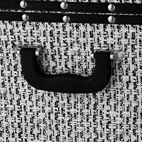 DormCo Texture® Brand Trunk - White Threaded Black 29"L x 20"W x 14"H