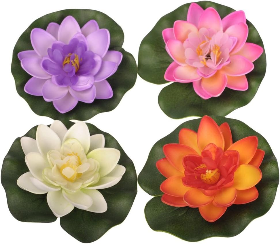 Set of 4pcs Floating Pond Decor Water Lily/Lotus Foam Flower