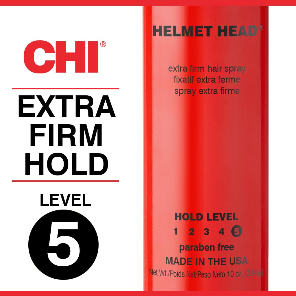CHI Helmet Head Extra Firm Hairspray, Protects Against Humidity & Creates Voluminous Hairstyles, Sulfate & Paraben-Free, 2.6 Oz