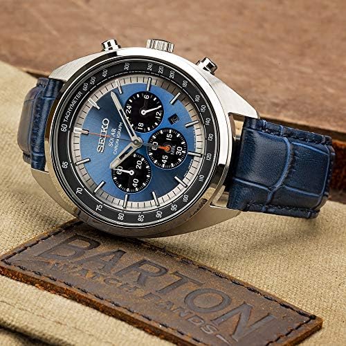 BARTON WATCH BANDS, 20mm Navy Blue - Long - Alligator Grain - Quick Release Leather Watch Bands
