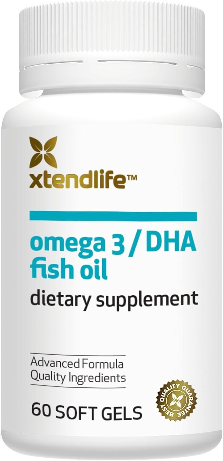 Xtendlife Omega‑3 Fish Oil + CoQ10 Supplement, 30 Day Supply | 1100mg DHA & EPA for Heart, Brain & Joint Support – with Ubiquinol CoQ10, Astaxanthin & Lycopene