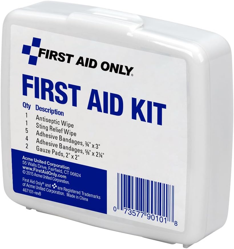 First Aid Only PhysiciansCare On-The-Go Emergency First Aid Kit for Home, Work, and Travel, 13 Pieces (Antiseptic wipes, Sting Relief wipes, Gauze pads, Bandages)