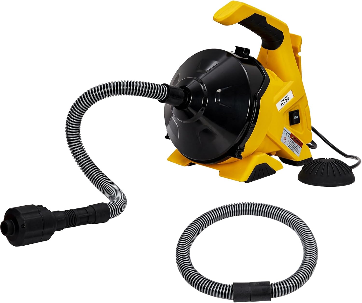 PioneerWorks Electric Drain Snake, 30Ft 3/10In Auto-Feed Drain Auger, Drain Cleaning Machine with Foot Switch & 2 Hoses for 3/4-2 Inch Pipes
