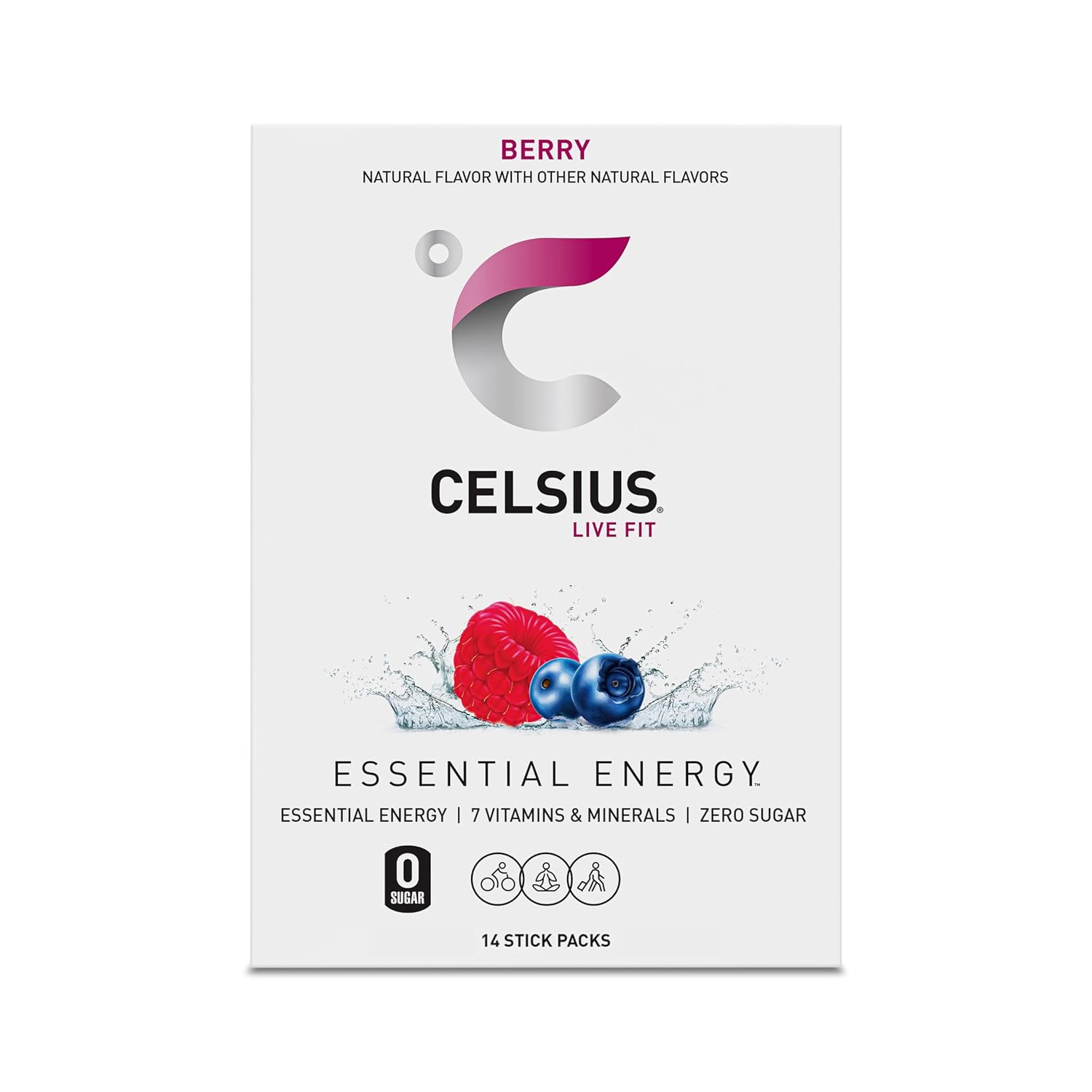 CELSIUS On-The-Go Powder Stick Packs, Zero Sugar (14 Sticks per Pack)