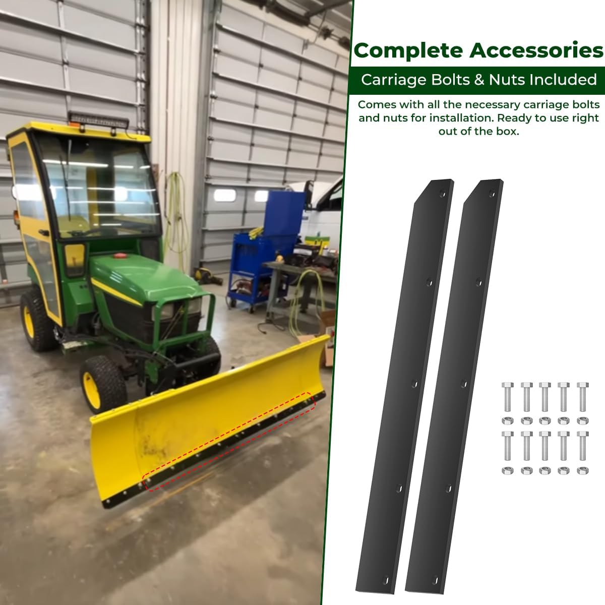 1/2" Poly Cutting Edge Scraper Bar For John Deere 54" Blade M75679 | Fits For John Deere 54" Front Mount Snow Blade Replaces M75679 Two-Part