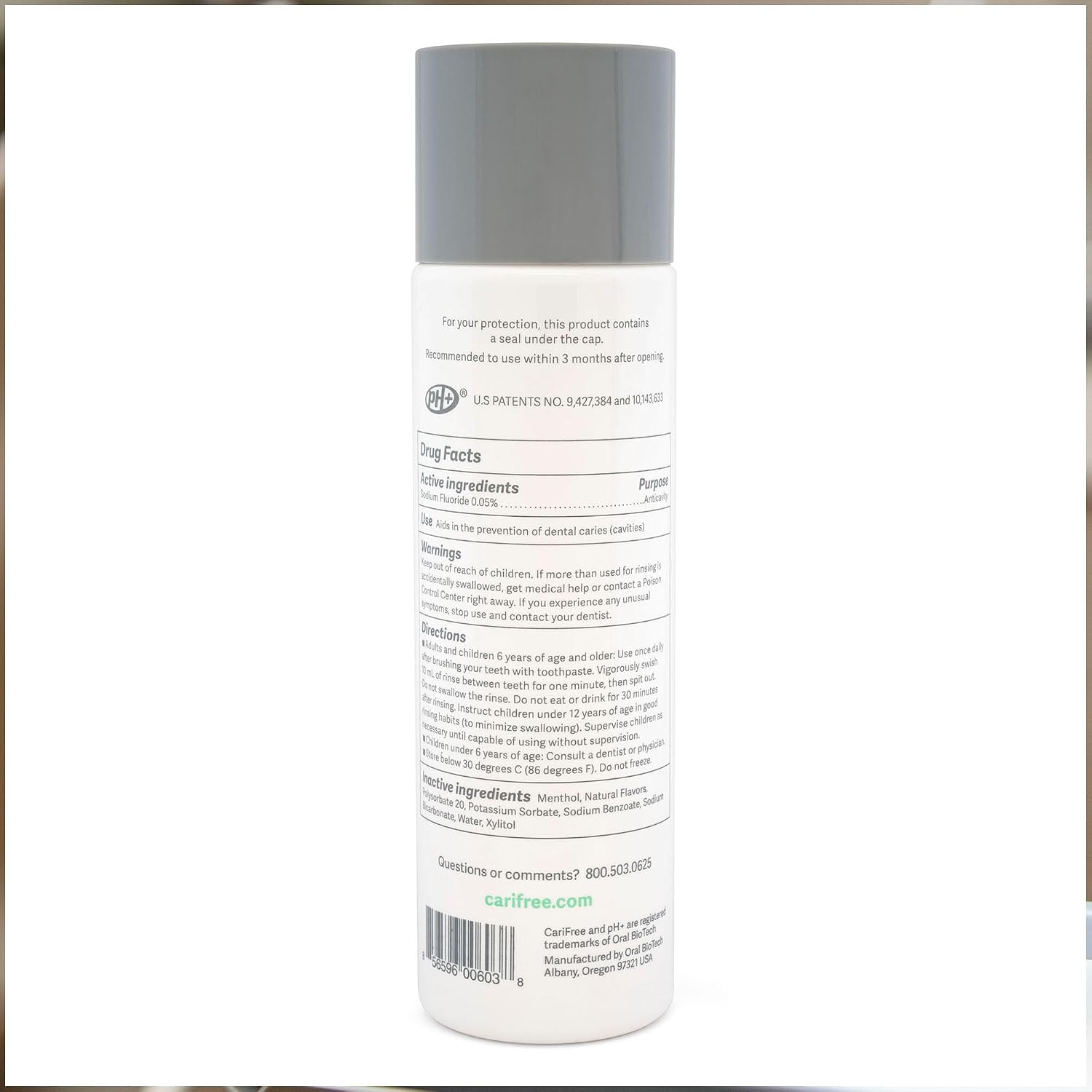 CariFree Maintenance Rinse Fluoride Mouthwash, Mint, Alcohol-Free, 16 oz | Anti-cavity fluoride & xylitol rinse; neutralizes pH, prevents decay, freshens breath; dentist recommended, alcohol-free.