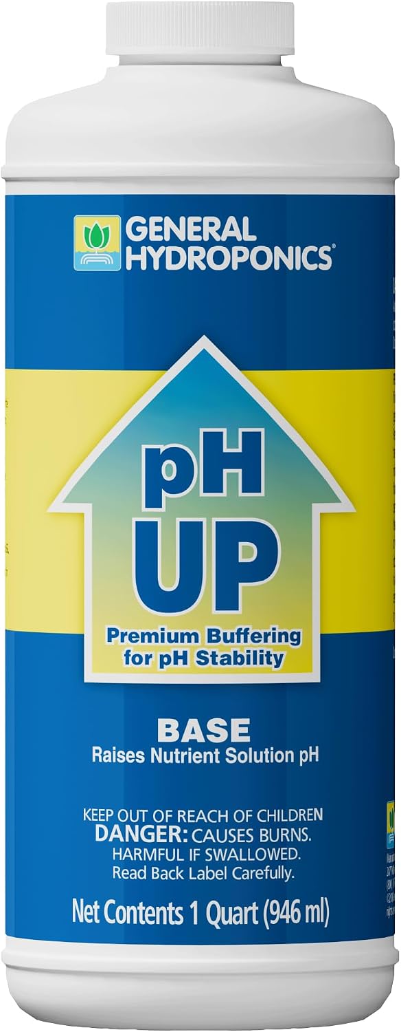 General Hydroponics pH Up Liquid Premium Buffering For pH Stability, Quart