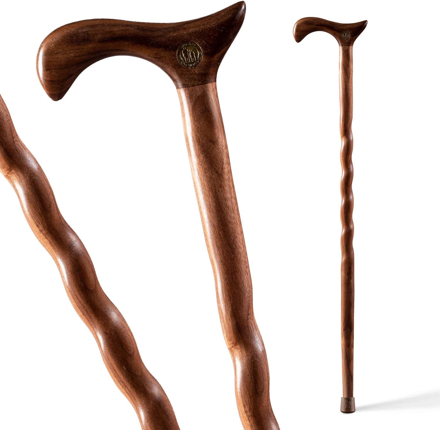 Brazos Handcrafted Wood Walking Cane, Twisted Cocobolo, Derby Style Handle, for Men & Women, Made in the USA, 37"