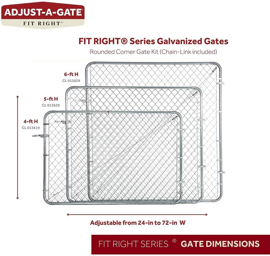 Fit-Right 5'H Adjustable Chain Link Gate Kit - Galvanized