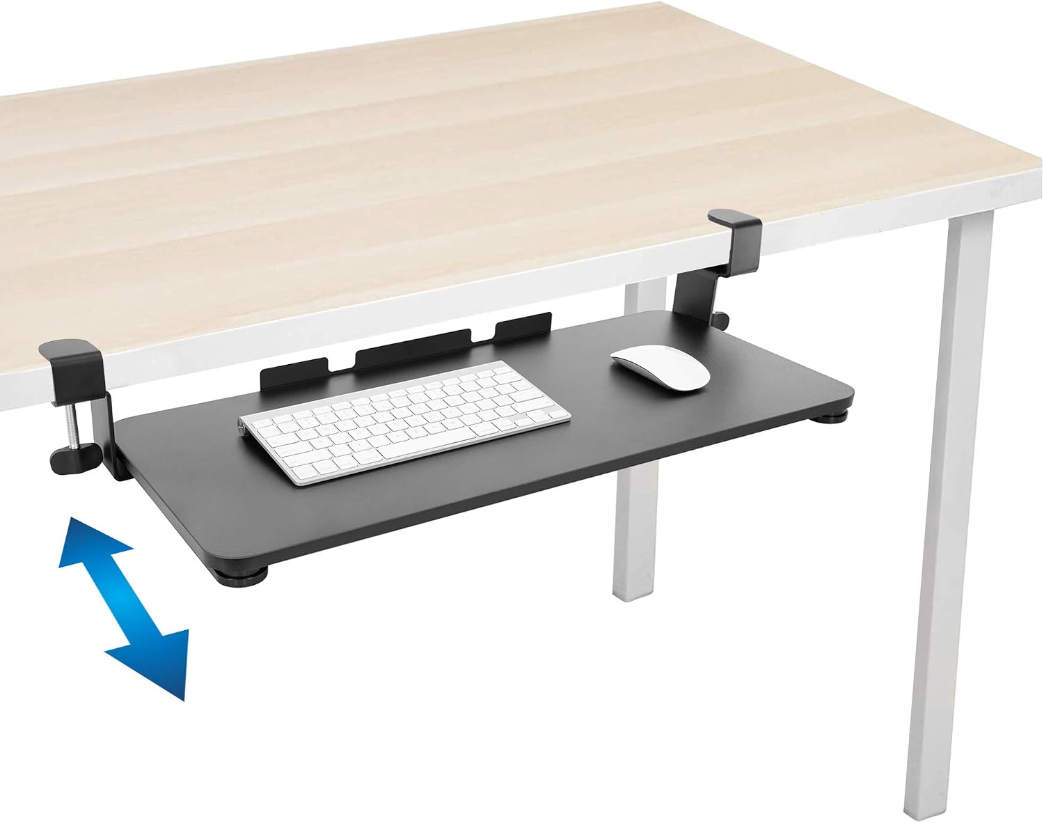 Mount-It! Clamp-On Under Desk Keyboard Tray, No-Drill Slide-Out Keyboard & Mouse Platform, 26.4" W × 11.8" D, Adjustable Ergonomic Keyboard Drawer