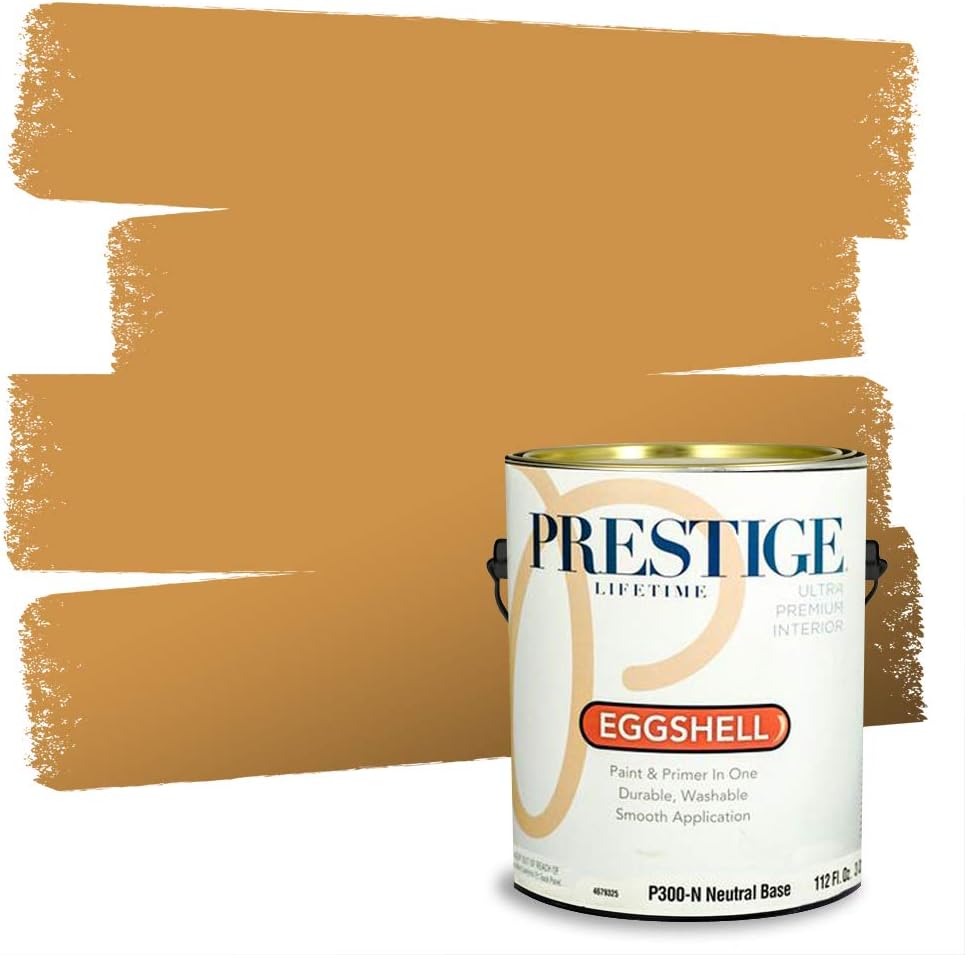 PRESTIGE Paints Exterior Paint and Primer In One, 1-Gallon, Satin, Comparable Match of Sherwin Williams* Cachet Cream*