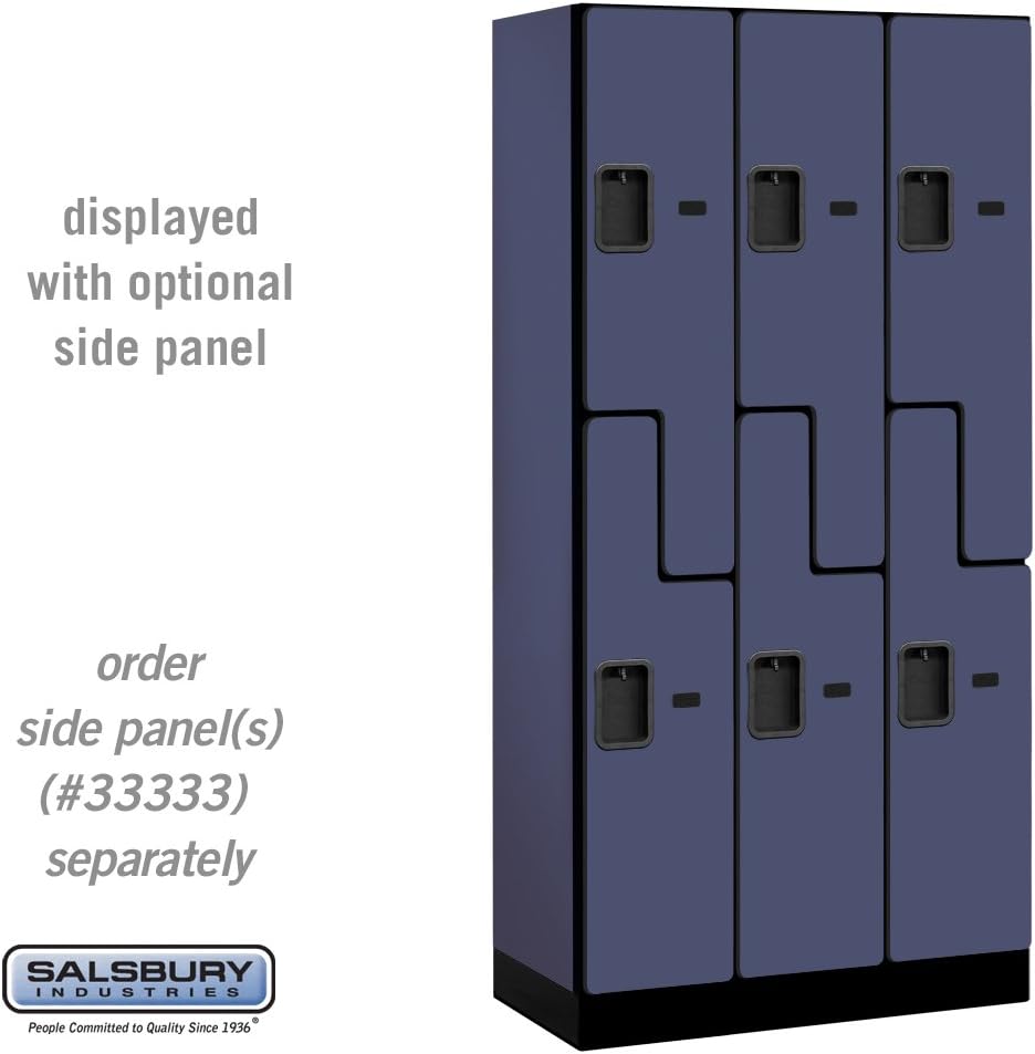 Salsbury Industries 2-Tier S-Style Designer Wood Locker with Three Wide Storage Units, 6-Feet High by 18-Inch Deep, Mahogany