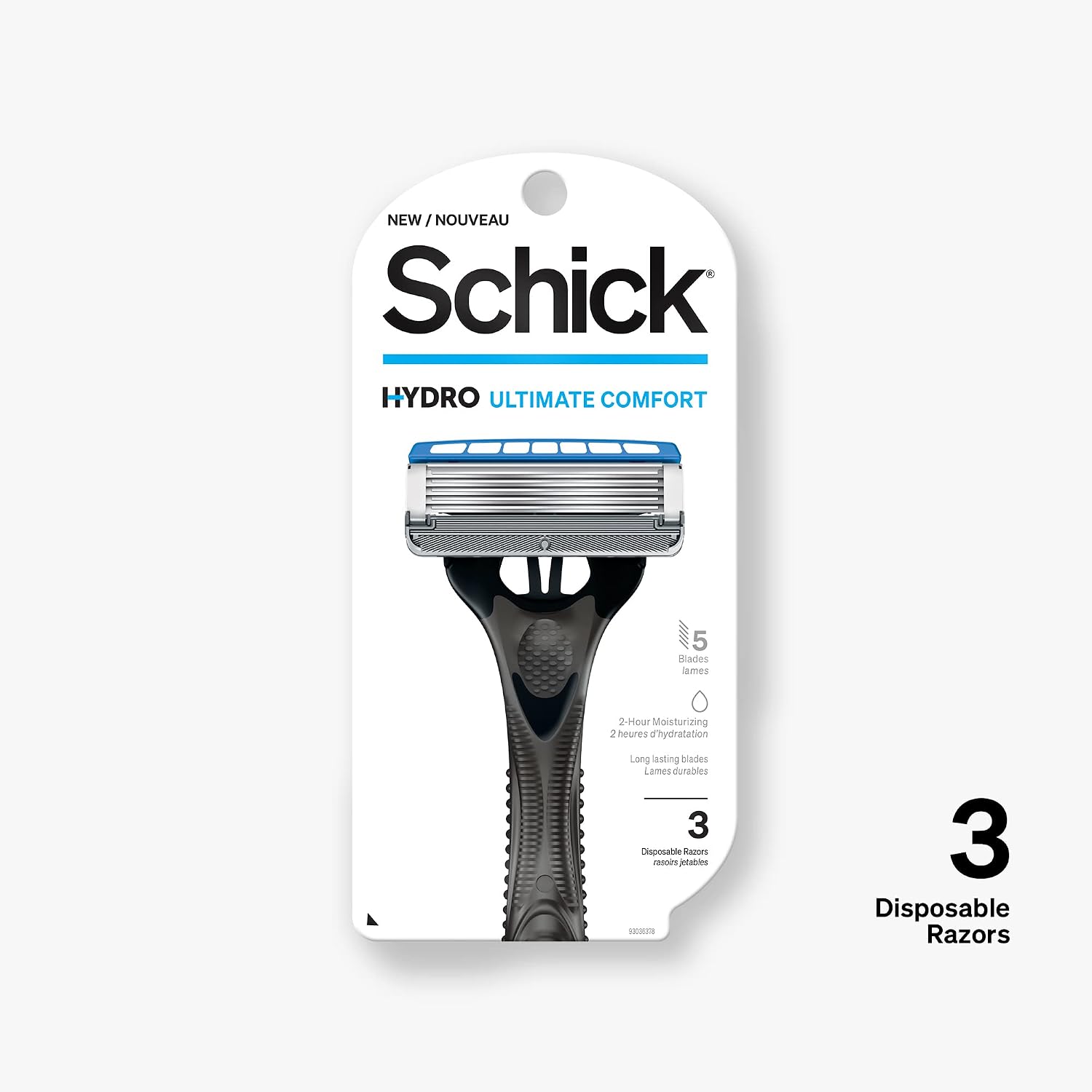 Schick Hydro Sensitive 5-Blade Disposable Razors for Men, 3ct