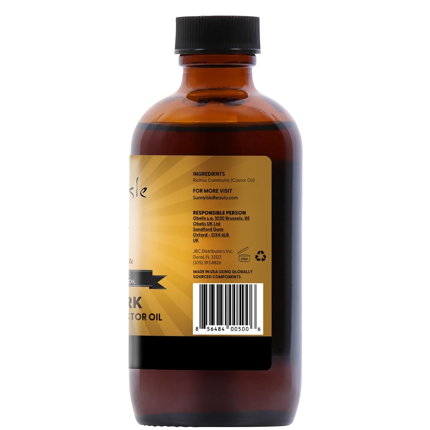 Sunny Isle Extra Dark Jamaican Black Castor Oil 8oz | Hair, Scalp, Skin | Richer Thicker Moisturizing Oil for Hair Growth, Dry Scalp, Damaged Hair Repair, Edges, Eyebrows, Eyelashes, Unscented