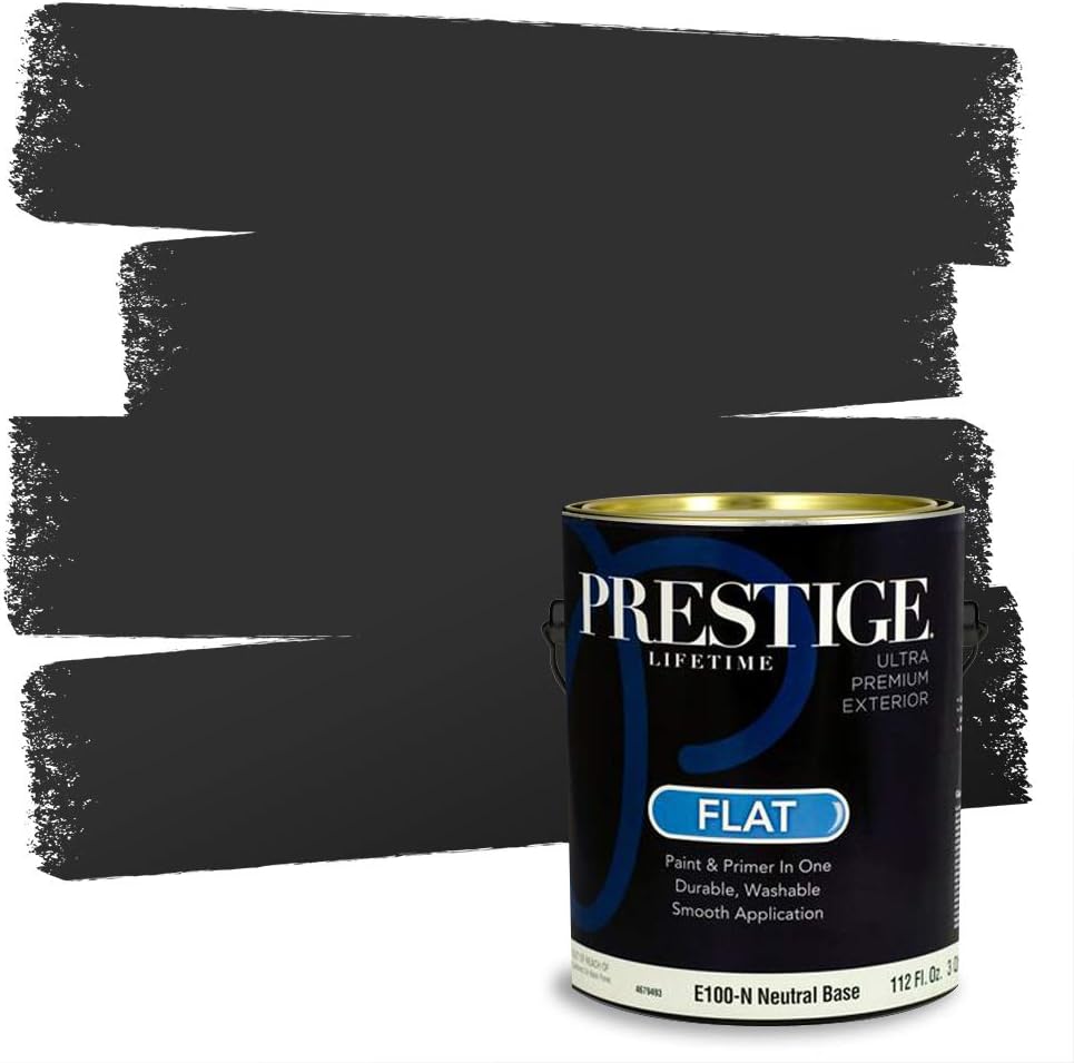 PRESTIGE Paints Exterior Paint and Primer In One, 1-Gallon, Satin, Comparable Match of Sherwin Williams* Black Magic*