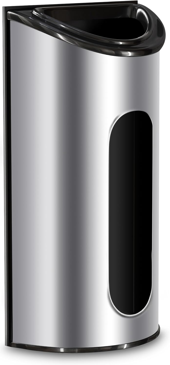 Utopia Kitchen Wall-Mounted Stainless Steel Grocery Bag Holder, Silver | Space-Saving Plastic Bag Holder for Kitchen, Pantry or Cabinet, Reusable Plastic Bag Organizer