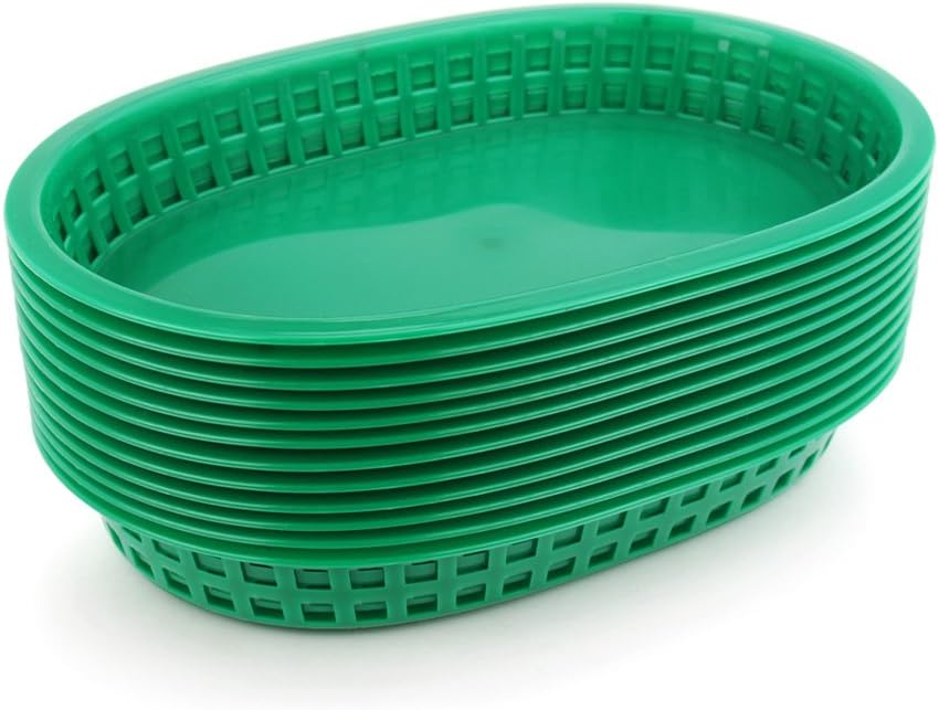 New Star Foodservice Fast Food Baskets, 10.5 x 7 Inch, Set of 12, Green