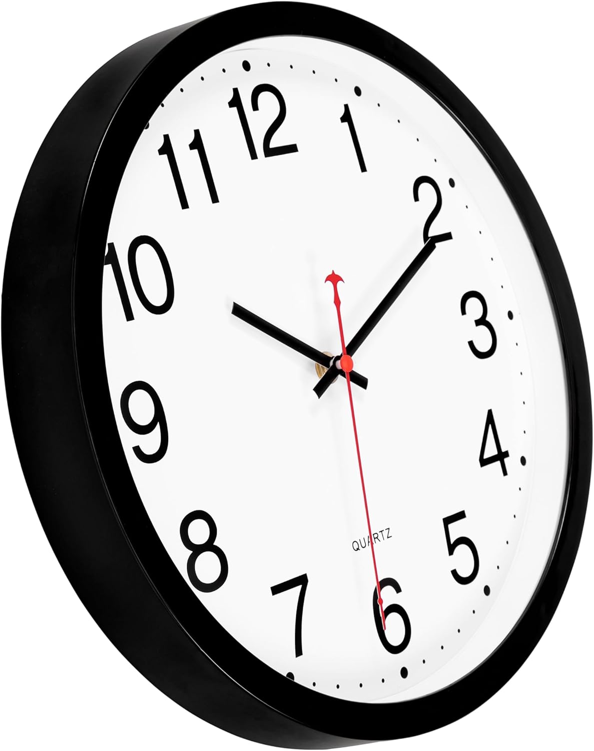 Foxtop 12 Inch Wall Clock Silent Battery Operated Analog Clock, Black