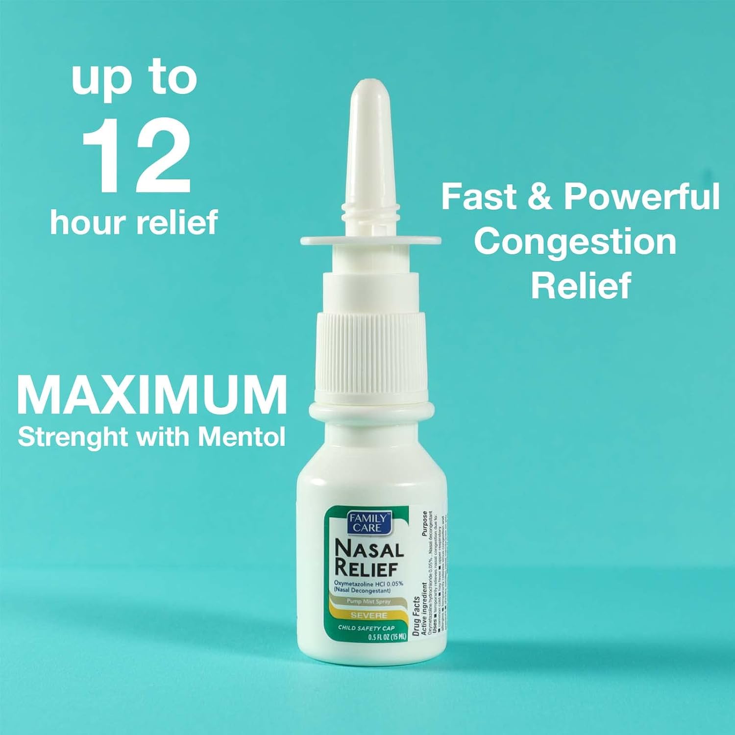 Nasal Relief Spray, Pump Mist, Anti-drip, Severe Congestion, (Oxymetazoline HCI ) 12 Hours, 3 Pack. by Assured