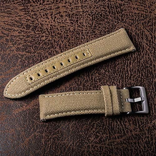 hemsut h Canvas Watch Bands, Quick Release Military Watch Strap, Fabric Replacement 18mm Watch Bands for Men