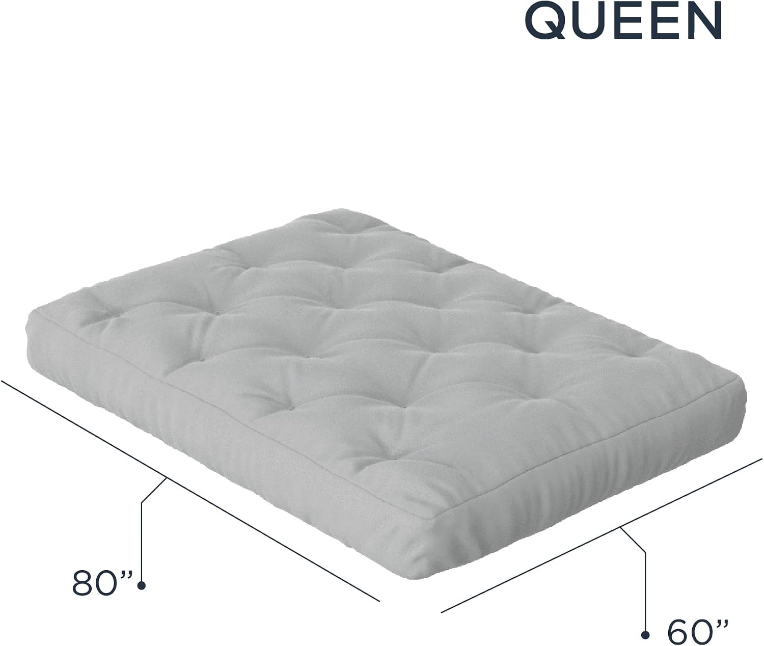 Royal Sleep Products by The Futon Factory 8 inch Memory Foam Futon Mattress - Khaki Cover - Queen Size - CertiPUR Certified Foams - Made in The USA (Frame Not Included)