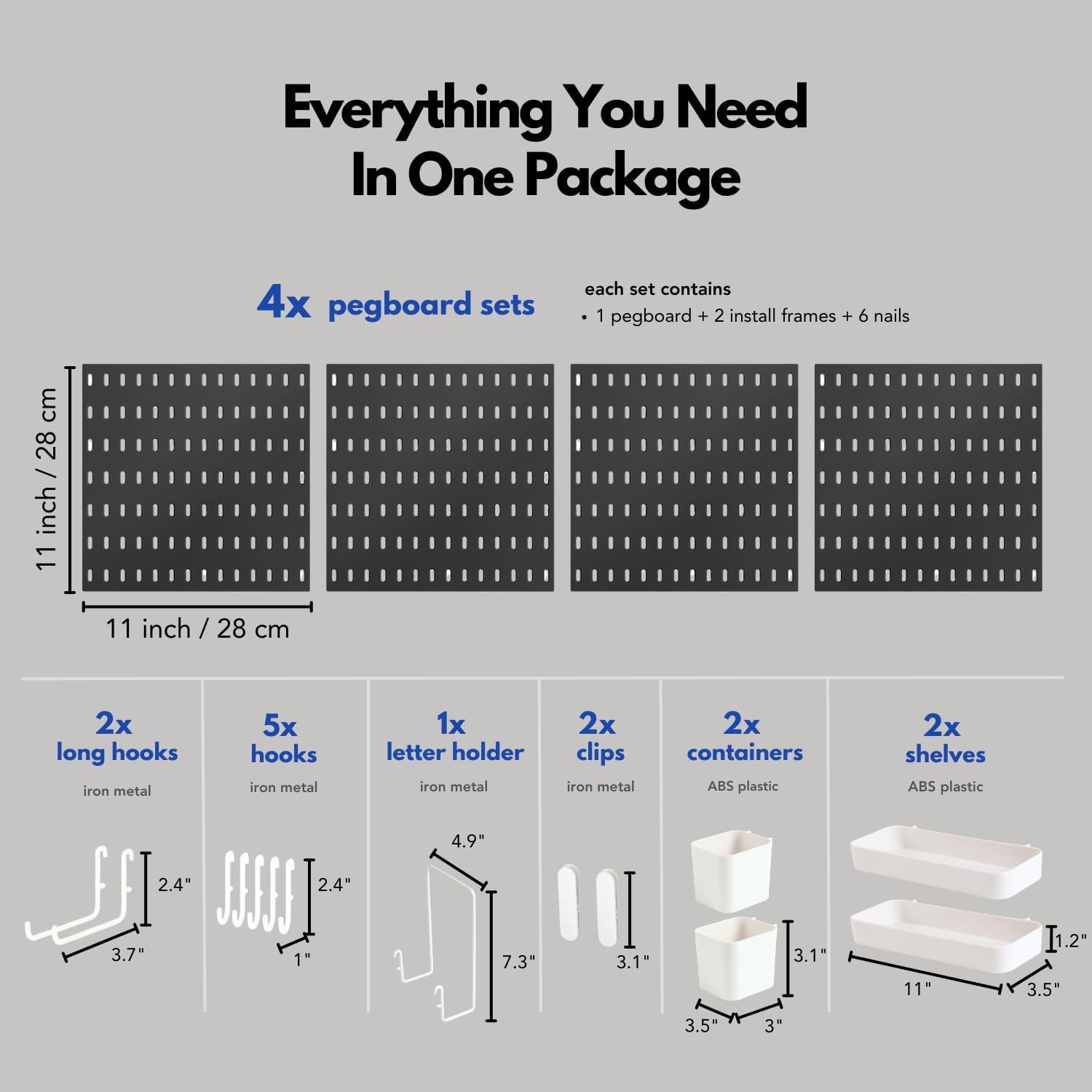 Keepo Peg Board Wall Organizer – Plastic Pegboard Panels, Modular Peg Board Storage System For Home Office, Craft Room, Gaming Setup (White
