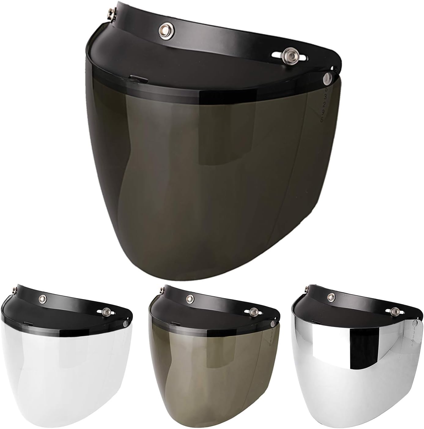3-Snap Flip Shield Visor for Motorcycle Helmets (Clear)