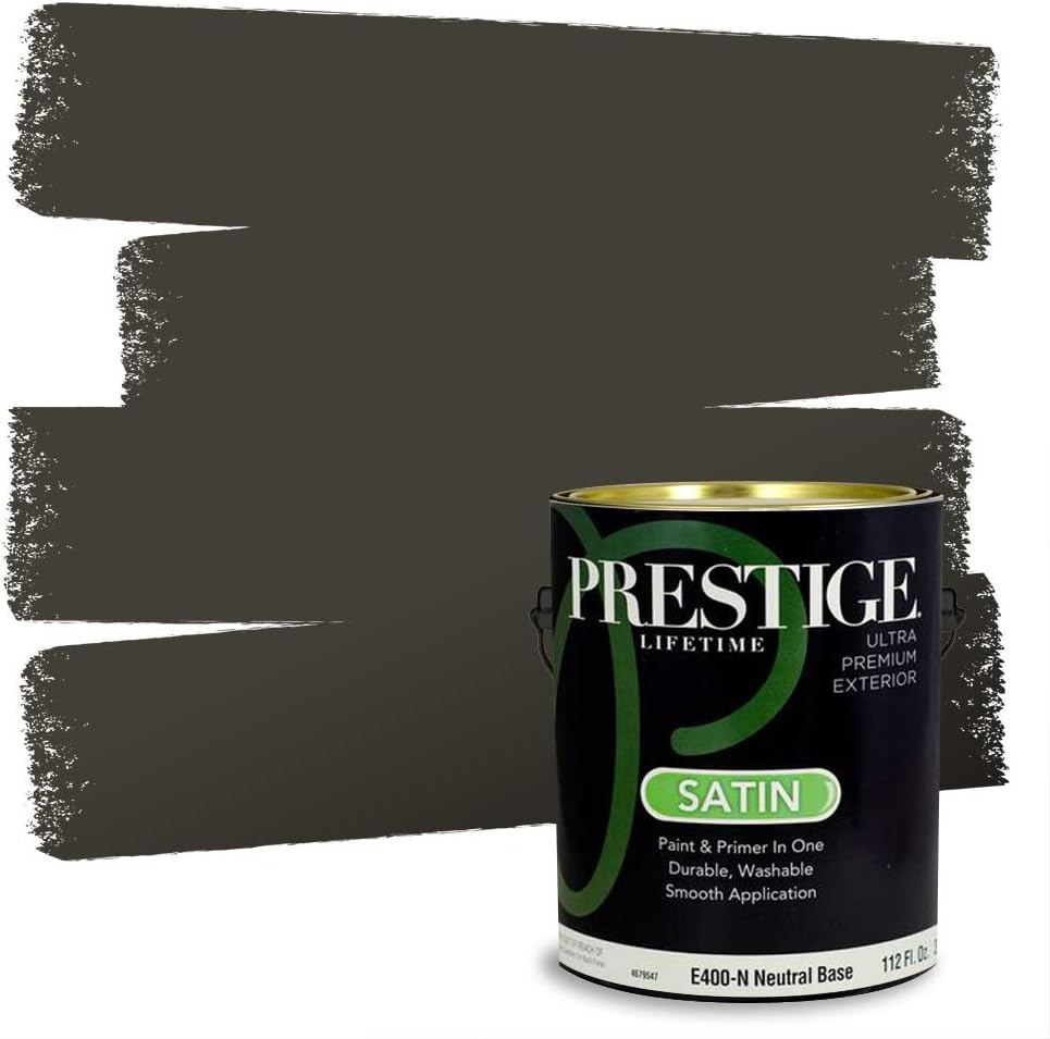 PRESTIGE Paints Exterior Paint and Primer In One, 1-Gallon, Satin, Comparable Match of Sherwin Williams* Ripe Olive*