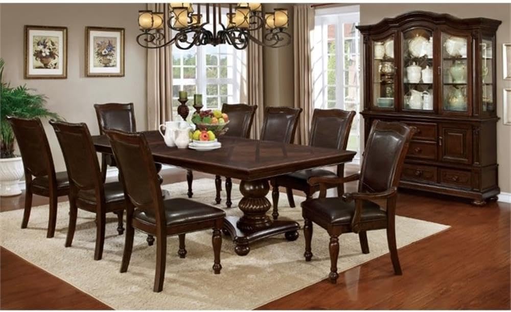 BOWERY HILL 19" Transitional Wood/Faux Leather Side Chair in Cherry (Set of 2)