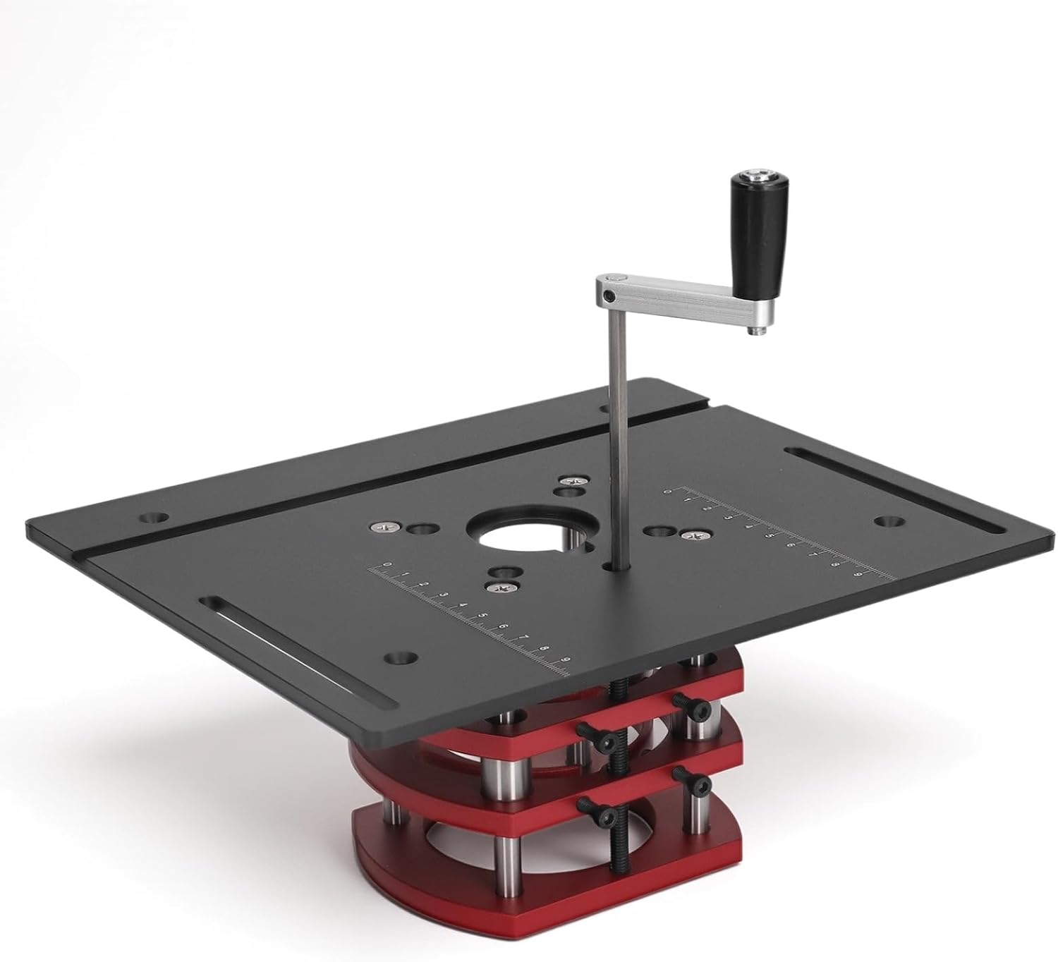 Kreg Router Table Lift Compatible, Aluminum Alloy Manual Router System Kit with Crank Handle for Easy Adjustment, Ideal for Small Trimming Machines Silver