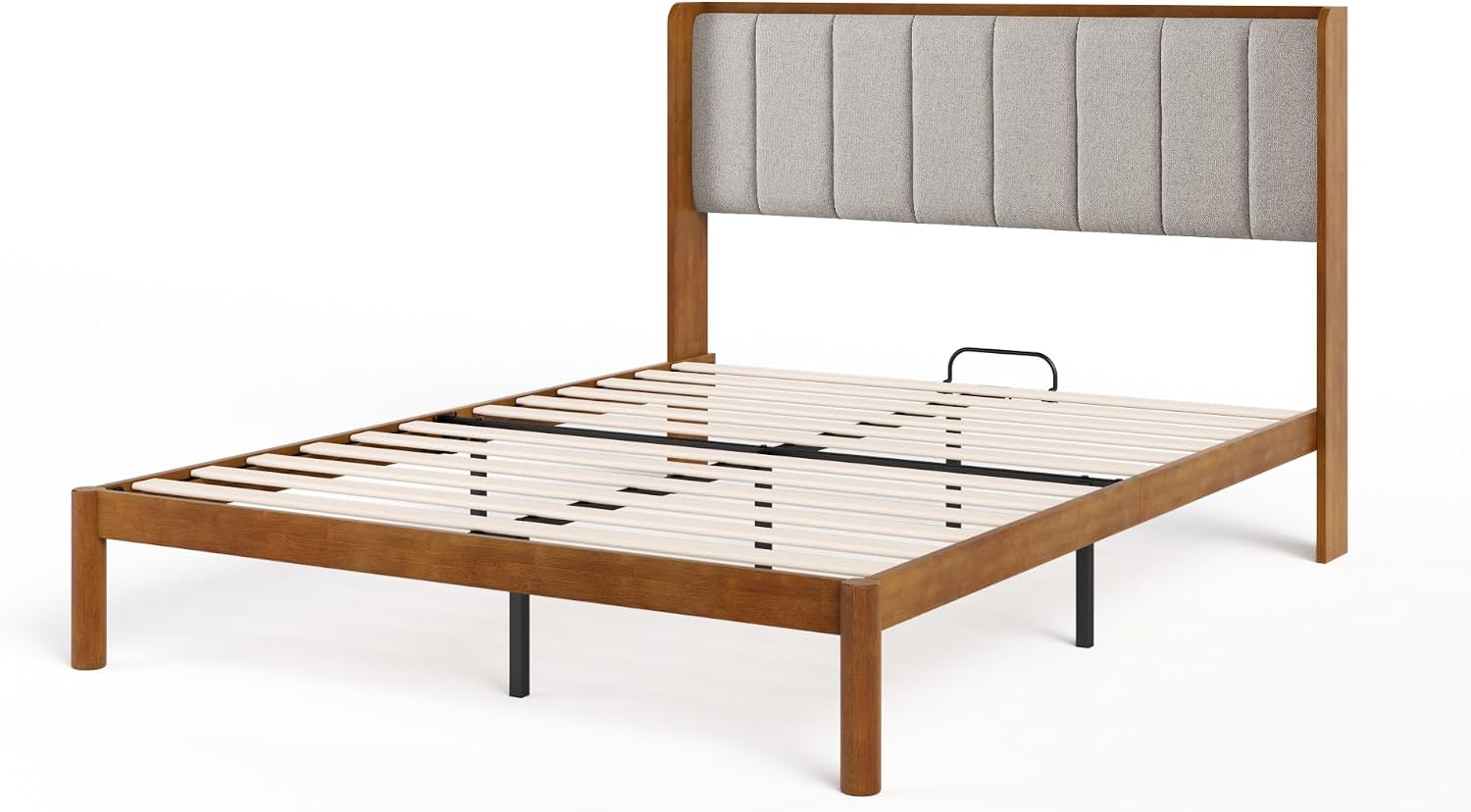 Zinus Jonas Bamboo Platform Bed Frame, Wingback Headboard, Queen | Mid-Century Modern Design, Plush Upholstered Comfort, Sustainable Bamboo, Fits Any Bedroom Style, No Box Spring Needed