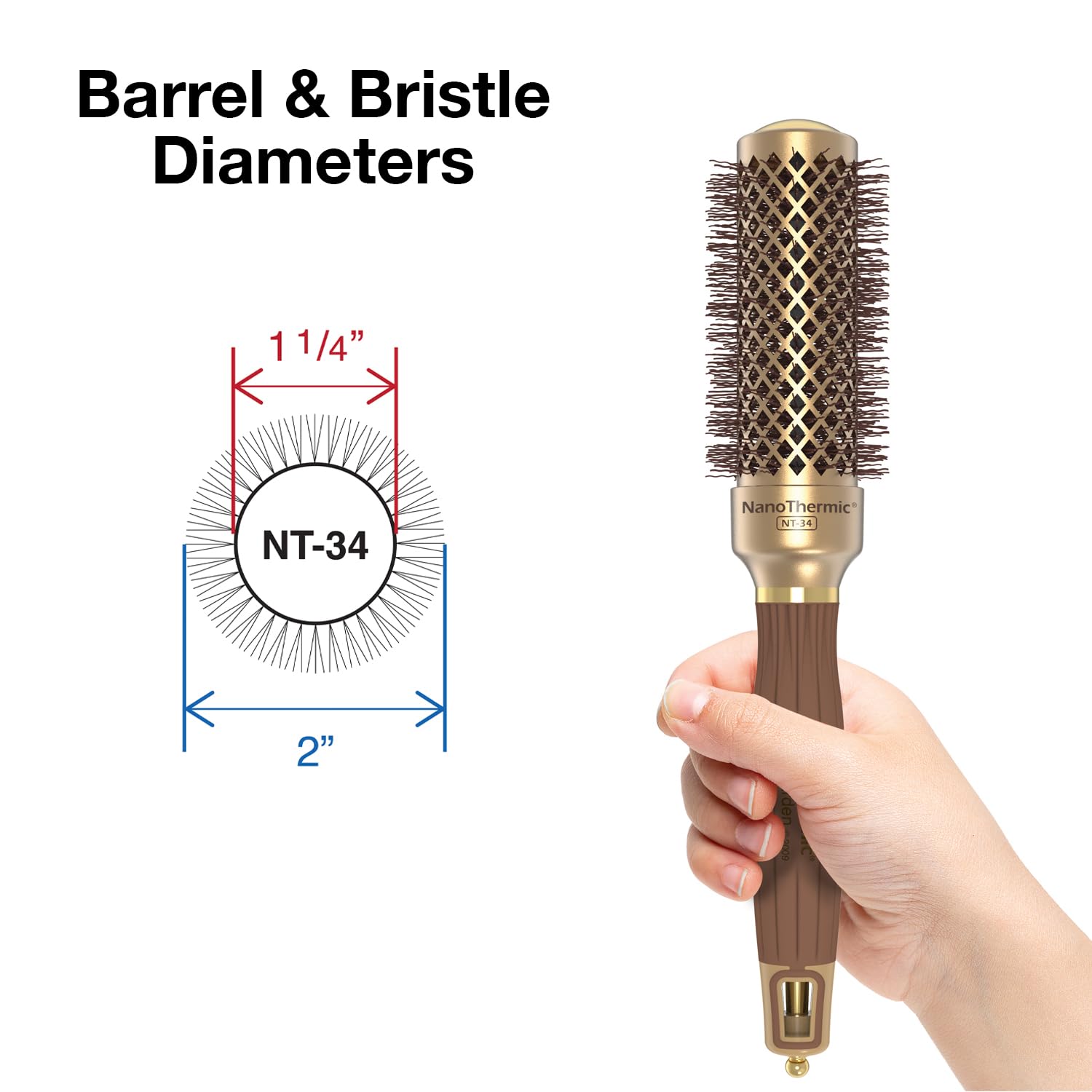Olivia Garden NanoThermic Ceramic + Ion Round Thermal Hair Brush - Not Electrical - Professional Blowout Brush for Normal to Thick Hair