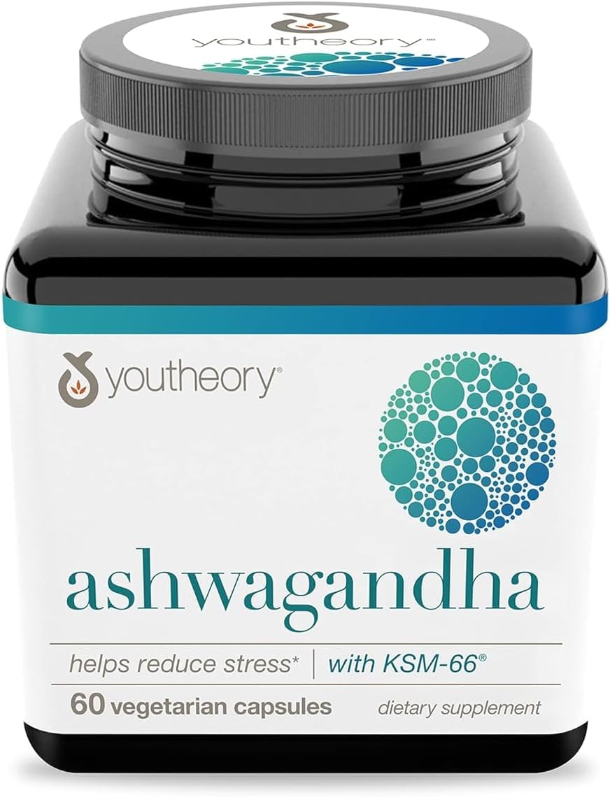 Youtheory Ashwagandha, 1,000 mg, 60 Vegetarian Capsules, 30-Day Supply